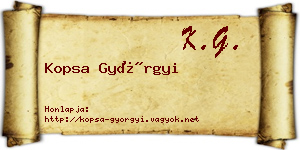 Kopsa Györgyi névjegykártya